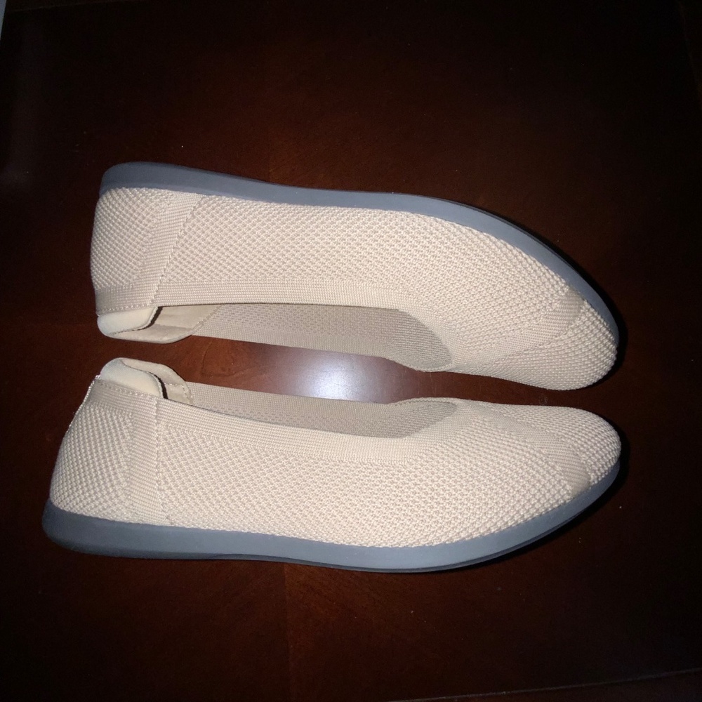 CLARKS TAN KNIT BALLET FLAT  8W. CLOUDSTEPPER - Picture 5 of 11